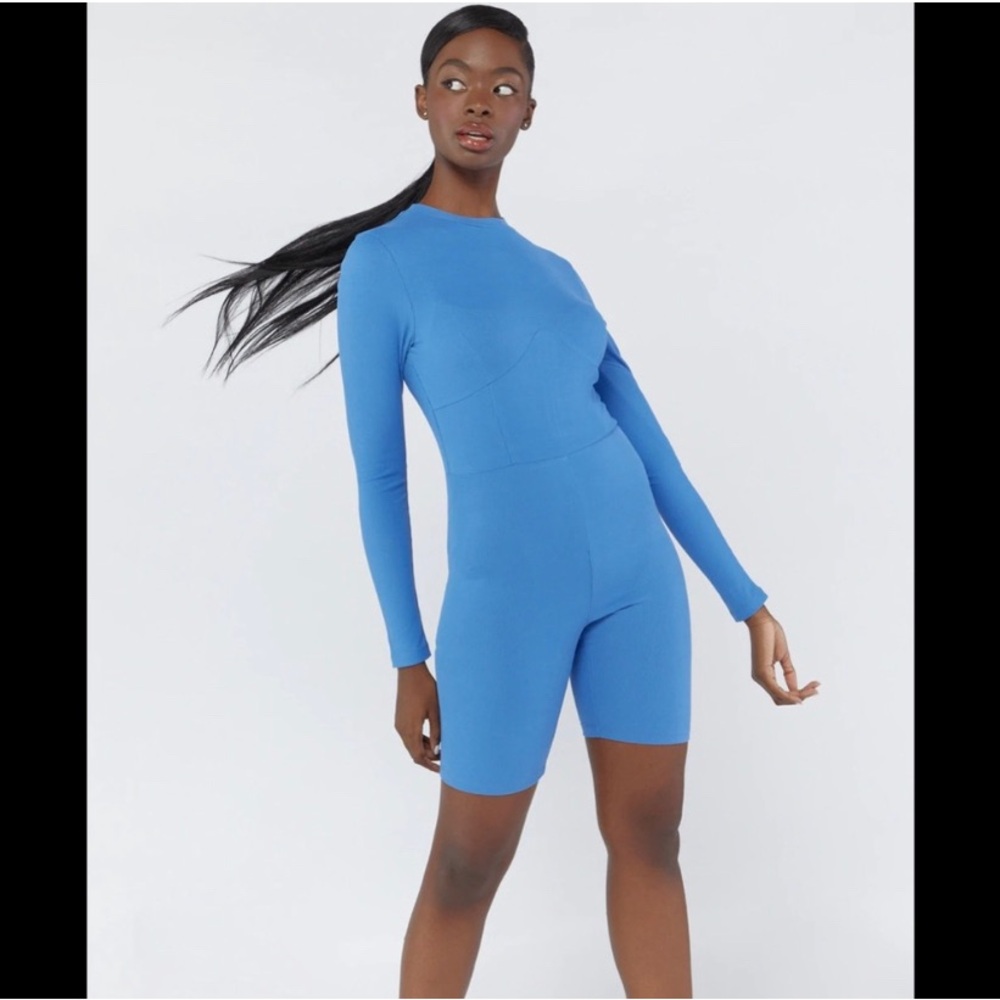 Forever 21 Blue Long Sleeve Romper